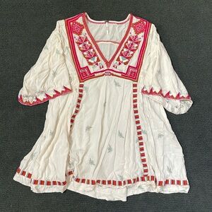 Free People Sz S Tulum Bohemian Embroidered Mini Dress